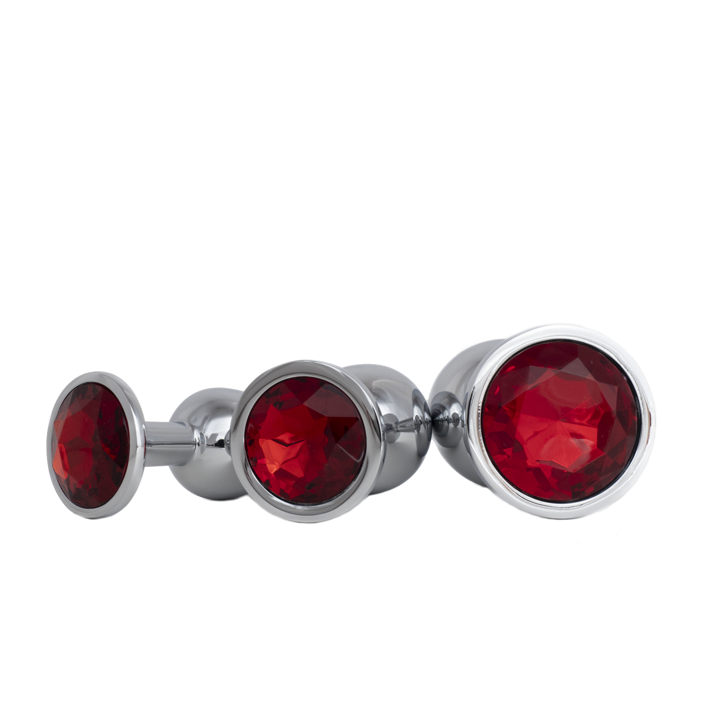 Buttplug Set - FlexToyz Zilver met Rode Diamant