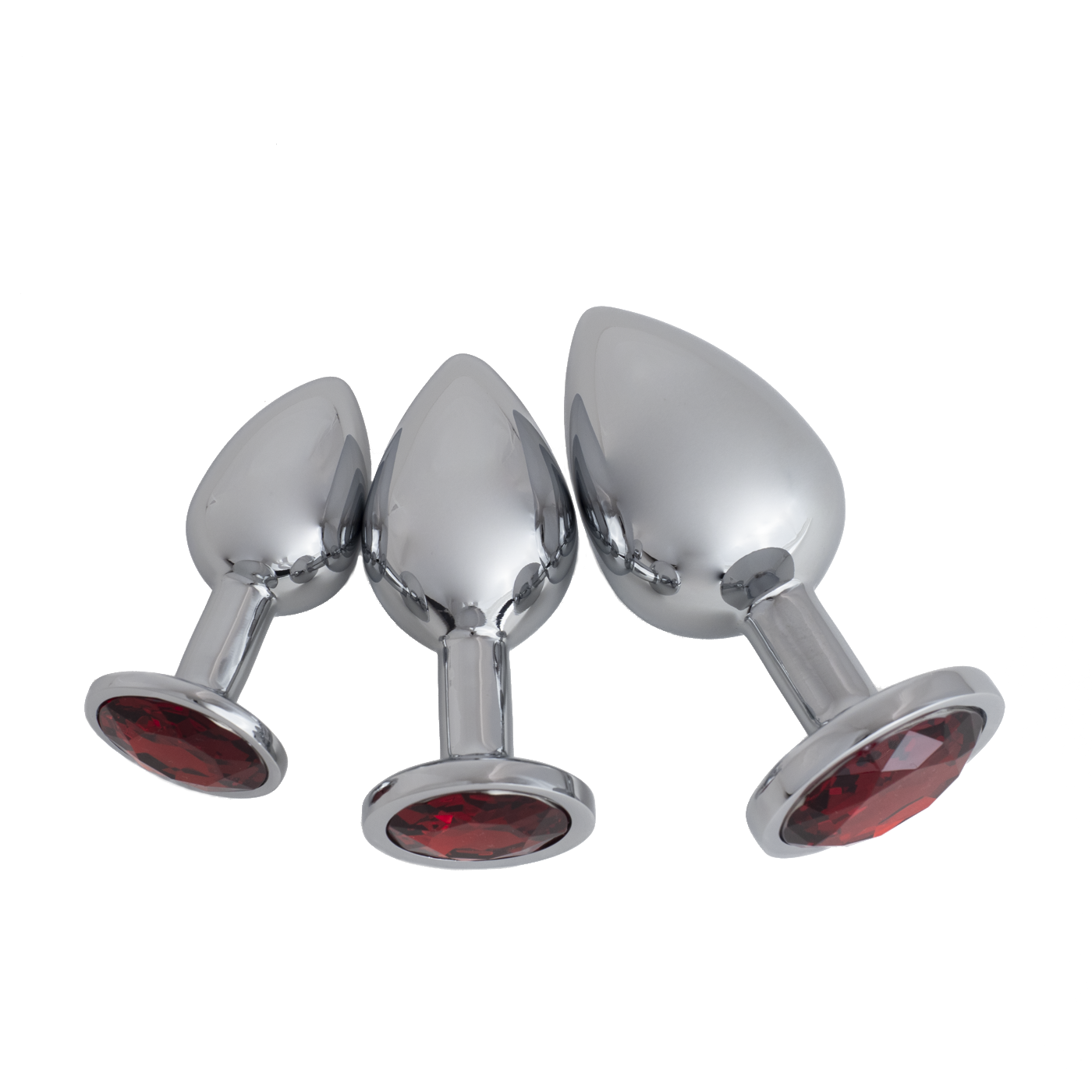 Buttplug Set - FlexToyz Zilver met Rode Diamant