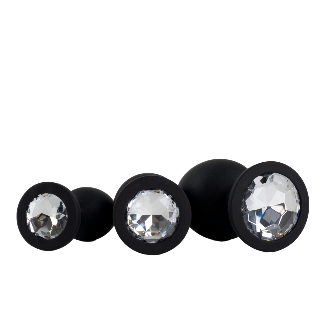 Buttplug Set - FlexToyz Zwarte Siliconen Buttplug Met Witte Diamant