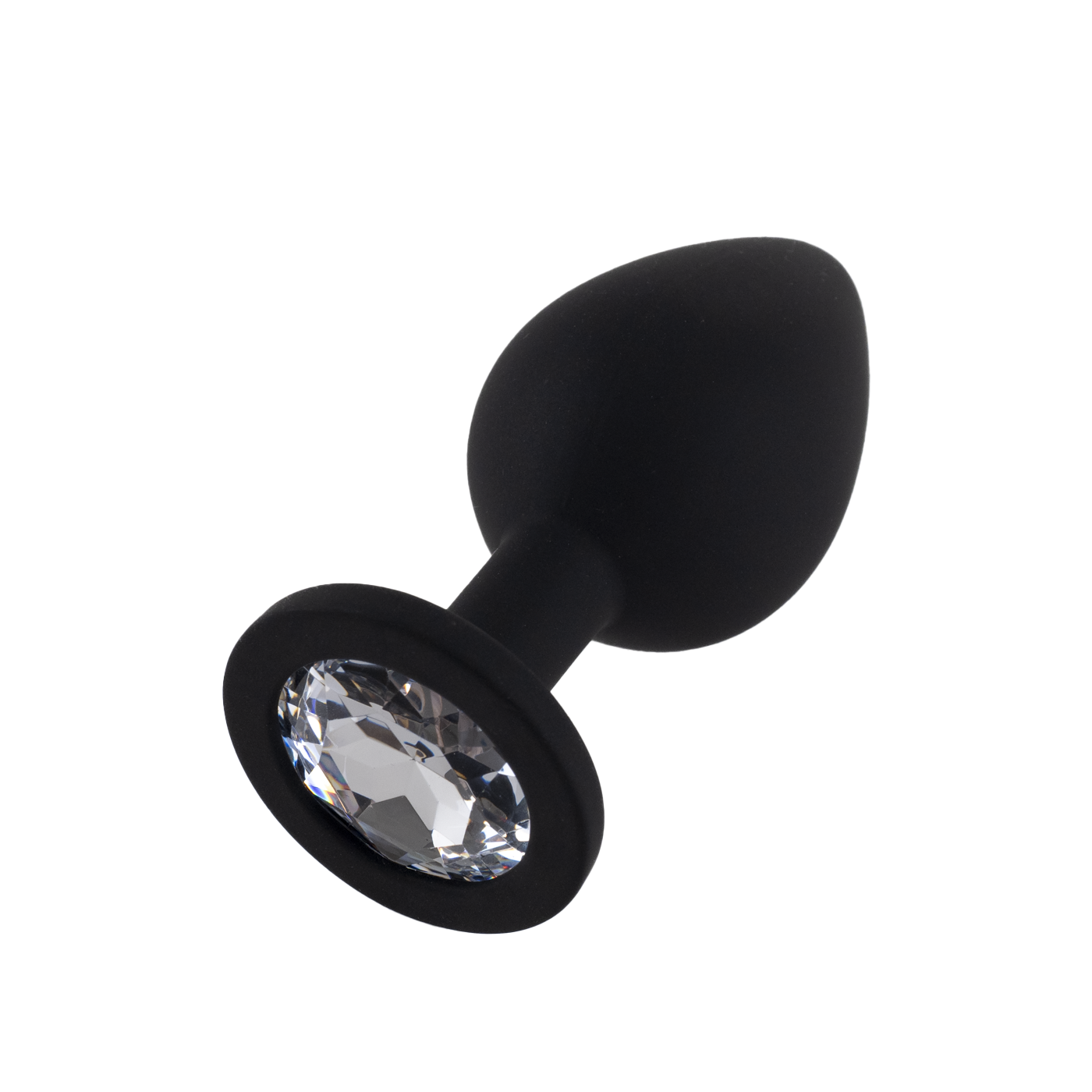 Buttplug Set - FlexToyz Zwarte Siliconen Buttplug Met Witte Diamant