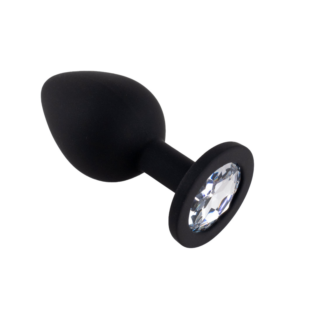 FlexToyz Zwarte Siliconen Buttplug Met Witte Diamant Medium