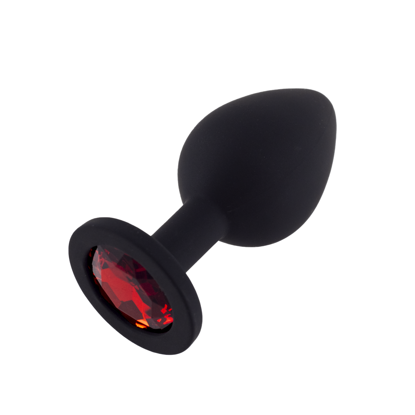 FlexToyz Zwarte Siliconen Buttplug Met Rode Diamant Large