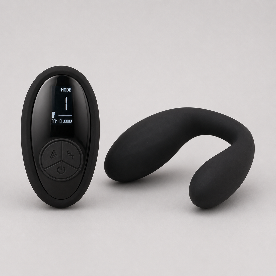 Matzwarte FlexToyz koppelvibrator met digitale display-afstandsbediening
