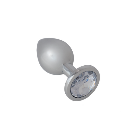 Buttplug FlexToyz Zilver met Witte Diamant Small