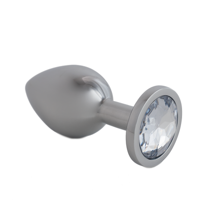 Buttplug FlexToyz Zilver met Witte Diamant Small