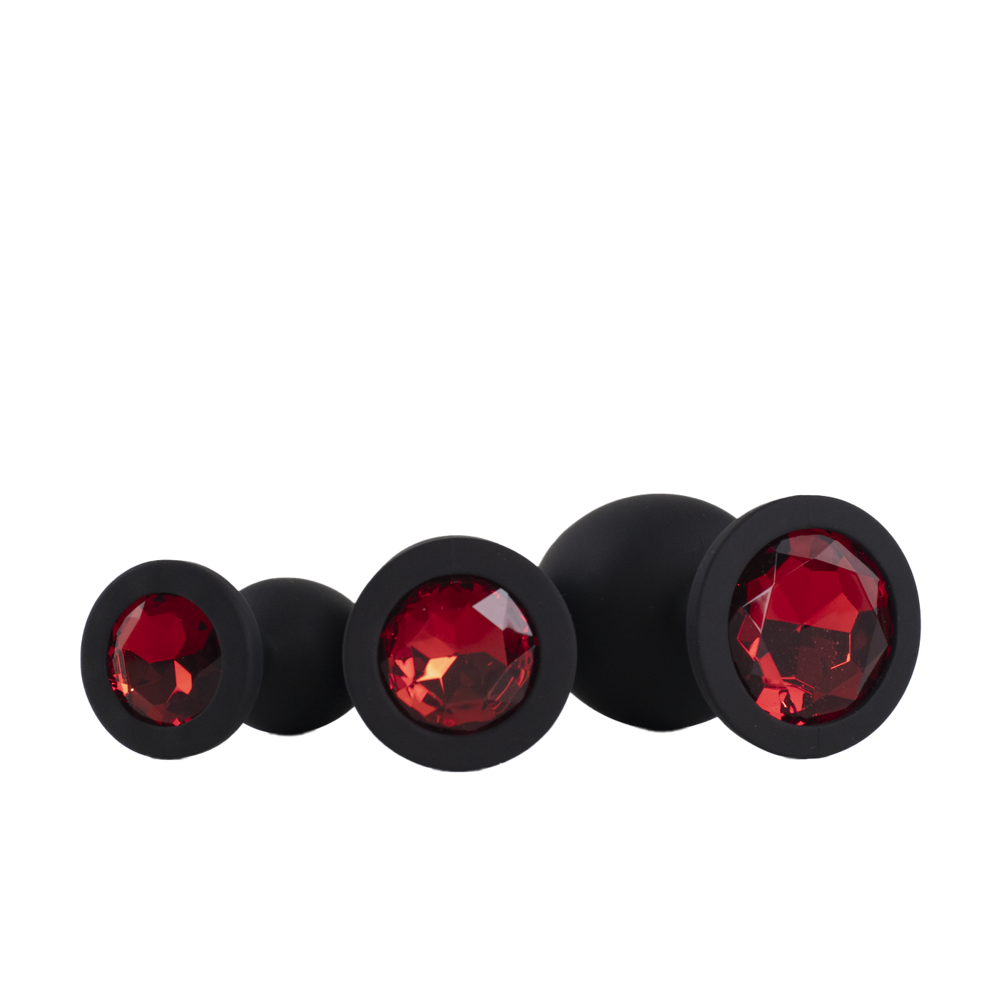 Buttplug Set - FlexToyz Zwarte Siliconen Buttplug Met Rode Diamant