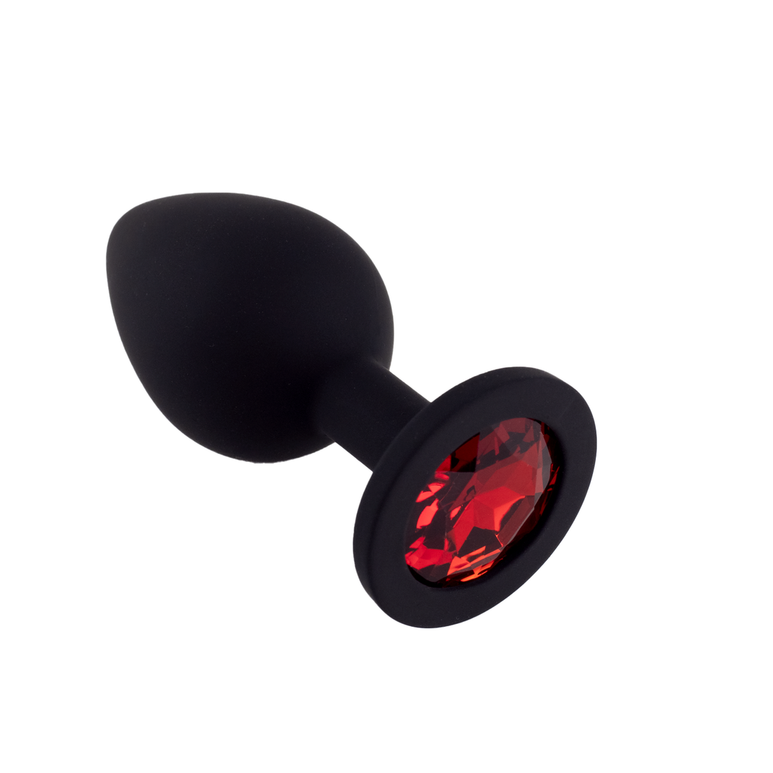 FlexToyz Zwarte Siliconen Buttplug Met Rode Diamant Small