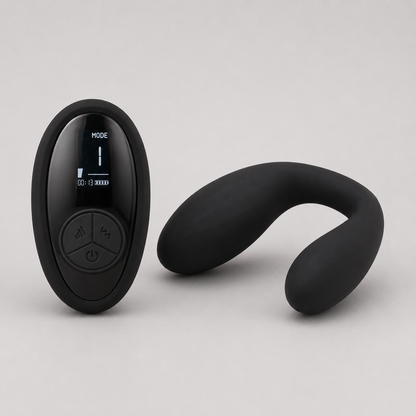 Matzwarte FlexToyz koppelvibrator met digitale display-afstandsbediening